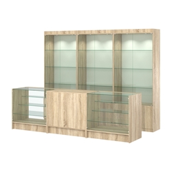 Комплект витрин ЭК-01 и прилавков ЭК-4, Дуб сонома