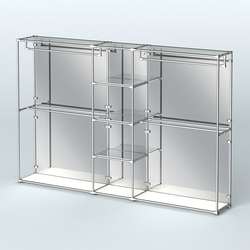 Торговая система ХРОМ (задняя стенка - зеркало) 3600 мм с зеркальными полками и поручнями №4, Белый