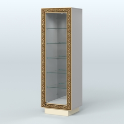 Низкая витрина с декором и пятью прозрачными полками НБА-503, Серый + Крем Вайс