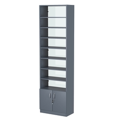 Стеллаж из ДСП с 7-ю полками 300x600 мм серии LEVEL-7 №5-1 (З/C - СТЕКЛО), Темно-Серый