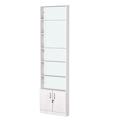 Стеллаж из ДСП с 5-ю полками 100x600 мм серии LEVEL-5 №1-1 (З/C - СТЕКЛО), Ясень Анкор светлый