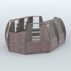 Торговый островок из стекла и дсп БРИЗ средний №3, Ясень Анкор темный