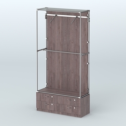 Торговая система ХРОМ (задняя стенка - ДСП) 1200 мм №4-2 с тумбой Т-14 и поручнями, Ясень Анкор темный