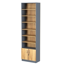 Стеллаж из ДСП с 6-ю полками 300x600 мм серии LEVEL-6 №5 (З/C - ДВП), Темно-серый и Дуб Золотистый