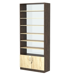 Стеллаж из ДСП с 6-ю полками 400x900 мм серии LEVEL-6 №14-1 (З/C - СТЕКЛО), Дуб Венге + Дуб Сонома