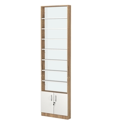 Стеллаж из ДСП с 7-ю полками 100x600 мм серии LEVEL-7 №1-1 (З/C - СТЕКЛО), Дуб Канзас коричневый + Белый