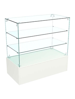 Прилавок Истра из стекла и ДСП №22 (открытый), Белый