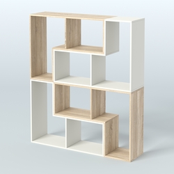 Торговый стеллаж Лофт №2 средний четырех- модульный, Белый + Дуб Сонома