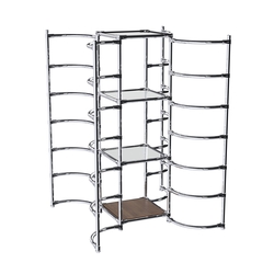 Хромированное вешало ДУГА №4-4 с зеркальными полками 4 мм, Орех