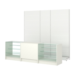 Комплект металлических стеллажей с перфорацией и прилавков ЭК-4, Белый