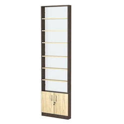 Стеллаж из ДСП с 6-ю полками 100x600 мм серии LEVEL-6 №1-1 (З/C - СТЕКЛО), Дуб Венге + Дуб Сонома