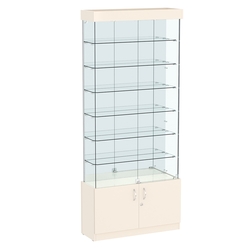 Витрина Истра №32 прямоугольная (задняя стенка - зеркало), Крем Вайс