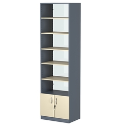 Стеллаж из ДСП с 5-ю полками 400x600 мм серии LEVEL-5 №7-1 (З/C - СТЕКЛО), Темно-серый + Крем Вайс