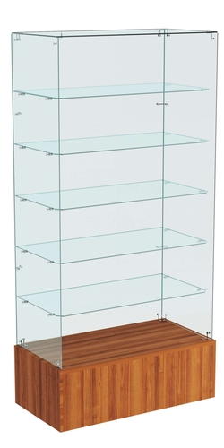 Витрина ИСТРА №609 прямоугольная (З/C - стекло), без дверей, Орех