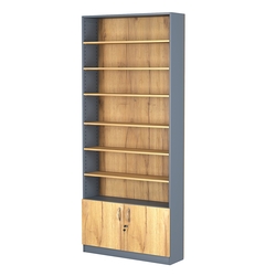 Стеллаж из ДСП с 6-ю полками 250x900 мм серии LEVEL-6 №11 (З/C - ДВП), Темно-серый и Дуб Золотистый