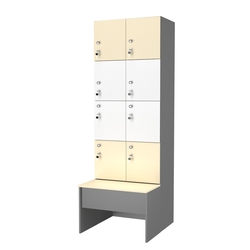 Шкаф для раздевалок со скамейкой КОМБО-Квартет №2-1, Темно-серый+Крем Вайс+Белый