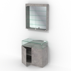 Комбинированный прилавок-витрина с верхней подсветкой КПВ-14-04, Бетон Чикаго светло-серый F186 ST9