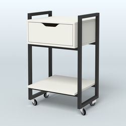 Тумба Европа мобильная с ящиком и полкой, Белый