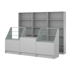 Комплект стеллажей ЭК-01 и прилавков ЭК-7, Серый