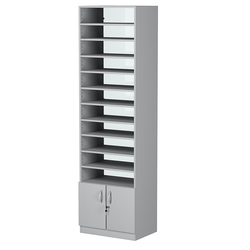 Стеллаж из ДСП с 10-ю полками 400x600 мм серии LEVEL-10 №7-1 (З/C - СТЕКЛО), Серый