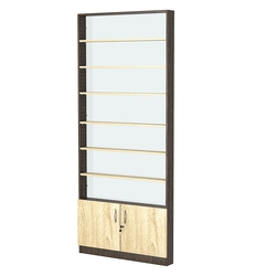 Стеллаж из ДСП с 6-ю полками 100x900 мм серии LEVEL-6 №8-1 (З/C - СТЕКЛО), Дуб Венге + Дуб Сонома