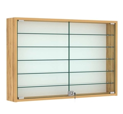 Витрина настенная №3-5А широкая с пятью стеклянными полками, Дуб Золотистый