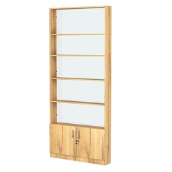 Стеллаж из ДСП с 4-мя полками 150x900 мм серии LEVEL-4 №9-1 (З/C - СТЕКЛО), Дуб Золотистый