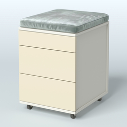 Тумба мобильная Фламинго 2 ящика + 1 ящик-лоток с подушкой, Белый + Крем Вайс