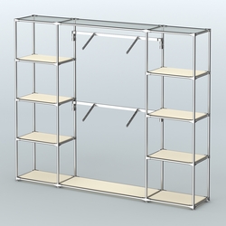 Торговая система ХРОМ без ДСП 2430 мм с полками ДСП и поручнями №7, Крем Вайс