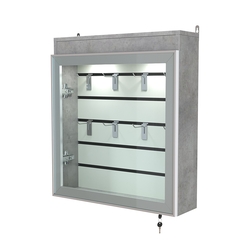 Витрина настенная №1-2Б с эконом панелью и фризом серии Collecto, Бетон Чикаго светло-серый F186 ST9