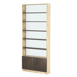 Стеллаж из ДСП с 5-ю полками 200x900 мм серии LEVEL-5 №10-1 (З/C - СТЕКЛО), Дуб Сонома + Дуб Венге