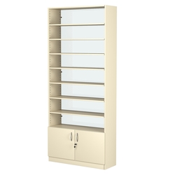 Стеллаж из ДСП с 7-ю полками 300x900 мм серии LEVEL-7 №12-1 (З/C - СТЕКЛО), Крем Вайс