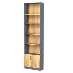 Стеллаж из ДСП с 4-мя полками 200x600 мм серии LEVEL-4 №3 (З/C - ДВП), Темно-серый и Дуб Золотистый