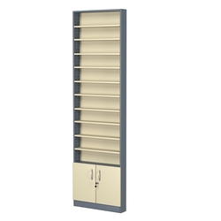 Стеллаж из ДСП с 10-ю полками 100x600 мм серии LEVEL-10 №1 (З/C - ДВП), Темно-серый + Крем Вайс