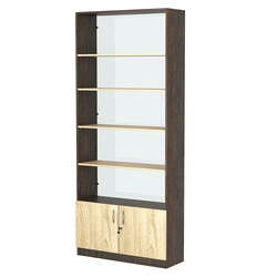 Стеллаж из ДСП с 4-мя полками 300x900 мм серии LEVEL-4 №12-1 (З/C - СТЕКЛО), Дуб Венге + Дуб Сонома