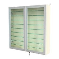 Витрина настенная №4-5А с девятью прозрачными полками серии Collecto, Крем Вайс