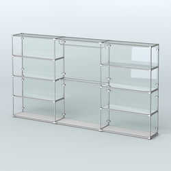 Торговая система ХРОМ (задняя стенка - стекло) 3600 мм с зеркальными полками и поручнями №1, Серый