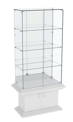 Витрина широкая с зеркалом и тремя полками КОЛОСС №7, Серый