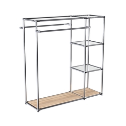 Хромированный стенд-вешало TD-41 №1-4 Хром с полками Зеркало 4мм, Дуб Сонома