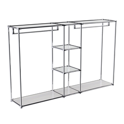 Хромированный стенд-вешало TD-48 №1-4 Хром с полками Зеркало 4мм, Ясень Анкор светлый - U31104