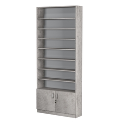 Стеллаж из ДСП с 8-ю полками 250x900 мм серии LEVEL-8 №11 (З/C - ДВП), Бетон Чикаго светло-серый F186 ST9