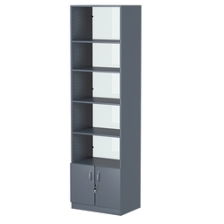 Стеллаж из ДСП с 4-мя полками 400x600 мм серии LEVEL-4 №7-1 (З/C - СТЕКЛО), Темно-Серый