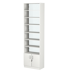 Стеллаж из ДСП с 6-ю полками 300x600 мм серии LEVEL-6 №5-1 (З/C - СТЕКЛО), Белый