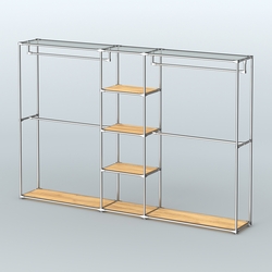 Торговая система ХРОМ без ДСП 3030 мм с полками ДСП и поручнями №4, Дуб Золотистый