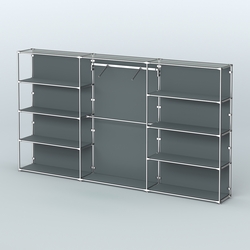 Торговая система ХРОМ (задняя стенка - ДСП) 3600 мм с полками ДСП и поручнями №9, Темно-Серый