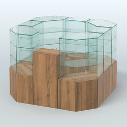 Стеклянный островок-павильон серии КОЛЬЦО квадратный №5, Орех