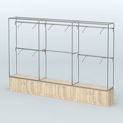 Торговая система ХРОМ без ДСП 3600 мм №9 с тумбами Т-21, Т-15 и поручнями, Дуб Сонома