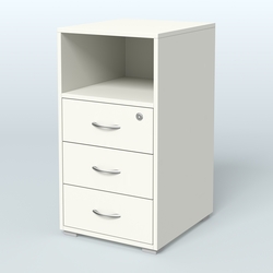 Тумба приставная 3 ящика с нишей, Белый