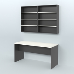 Распаковочный большой стол с антресолью для аптеки Р-05, Черный + Белый