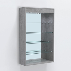 Витрина настенная №202-4Г высокая зеркальная с подсветкой, Бетон Чикаго светло-серый F186 ST9